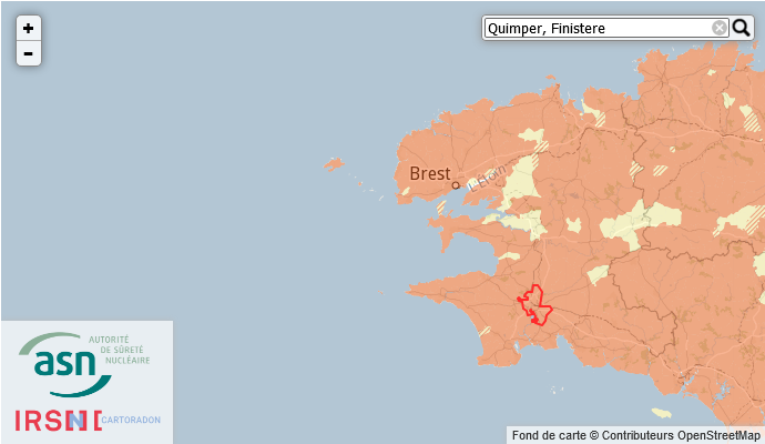 Carte du radon dans le Finistère